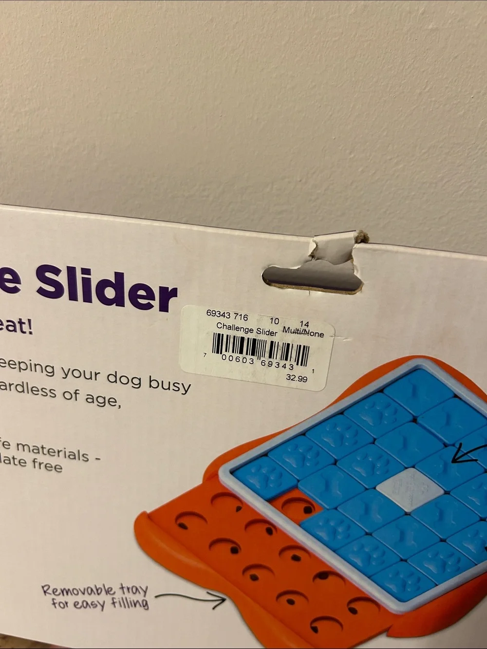 Outward Hound Challenge Slider Dog Puzzle Toy - Blue & Orange